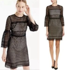 J.Crew Bell-sleeve Daisy Sheath Dress In Black/Nude